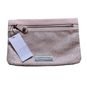 BCBGeneration Zipper Rhinestone Clutch in Nude